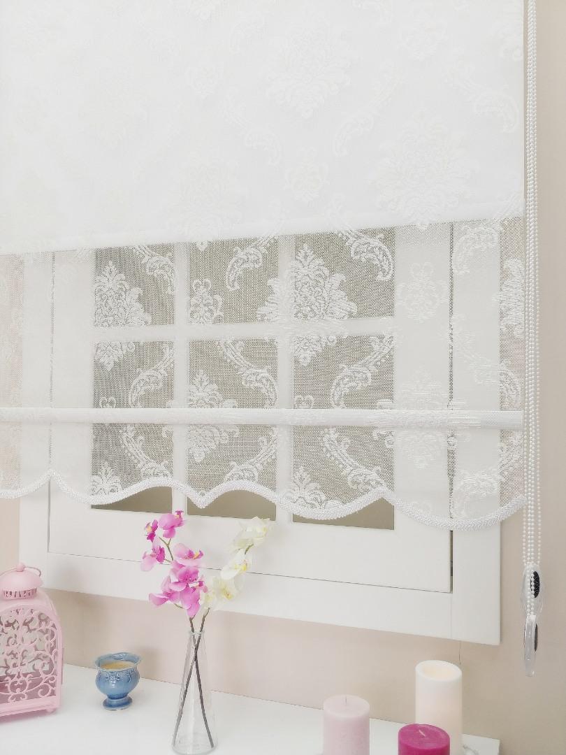 Örme Tül Stor Perde Damask Desen Beyaz - Çift Sistem Tül Stor Perde - 3
