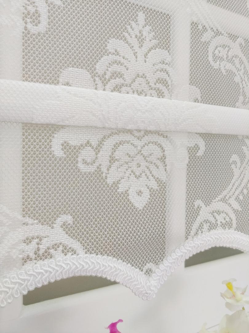 Örme Tül Stor Perde Damask Desen Beyaz - Çift Sistem Tül Stor Perde - 2