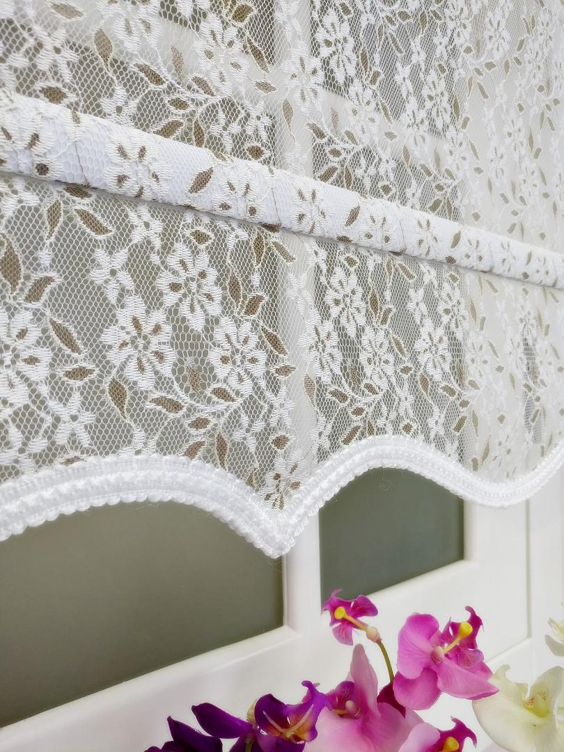 Fransız Dantel Tül Stor Perde Nuove Serisi YLZ07 Beyaz - Kahve - Çift Sistem Tül Stor Perde - 2