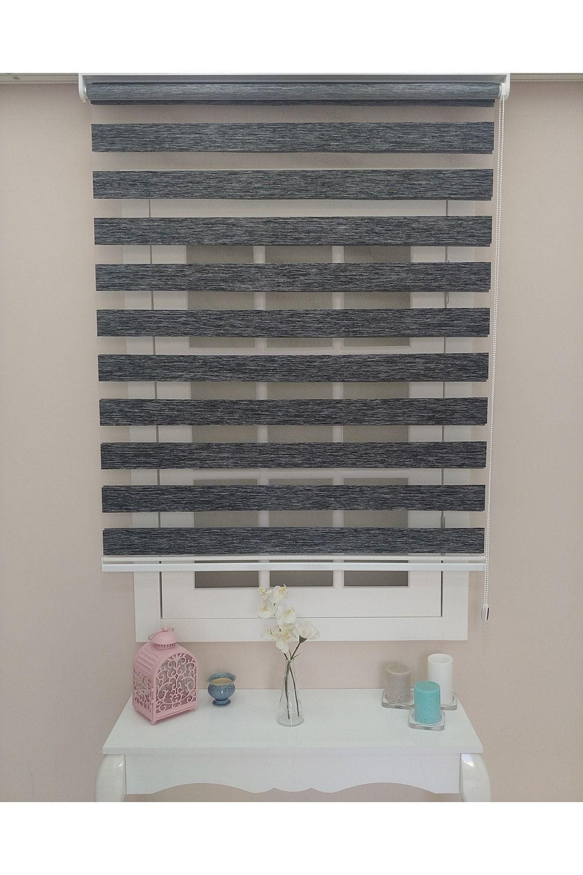 Kırçıllı Siyah Gri Bambu Zebra Stor Perde - Zebra Perde - 3