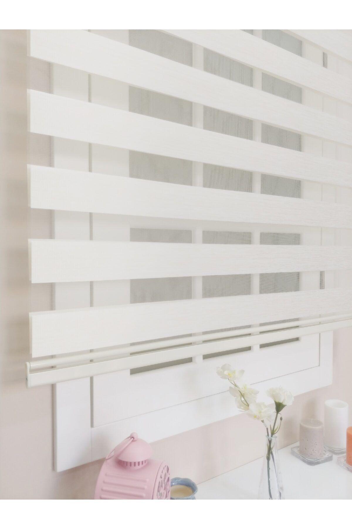 Ekru (açık Krem) Bambu Zebra Stor Perde - Zebra Perde - 2