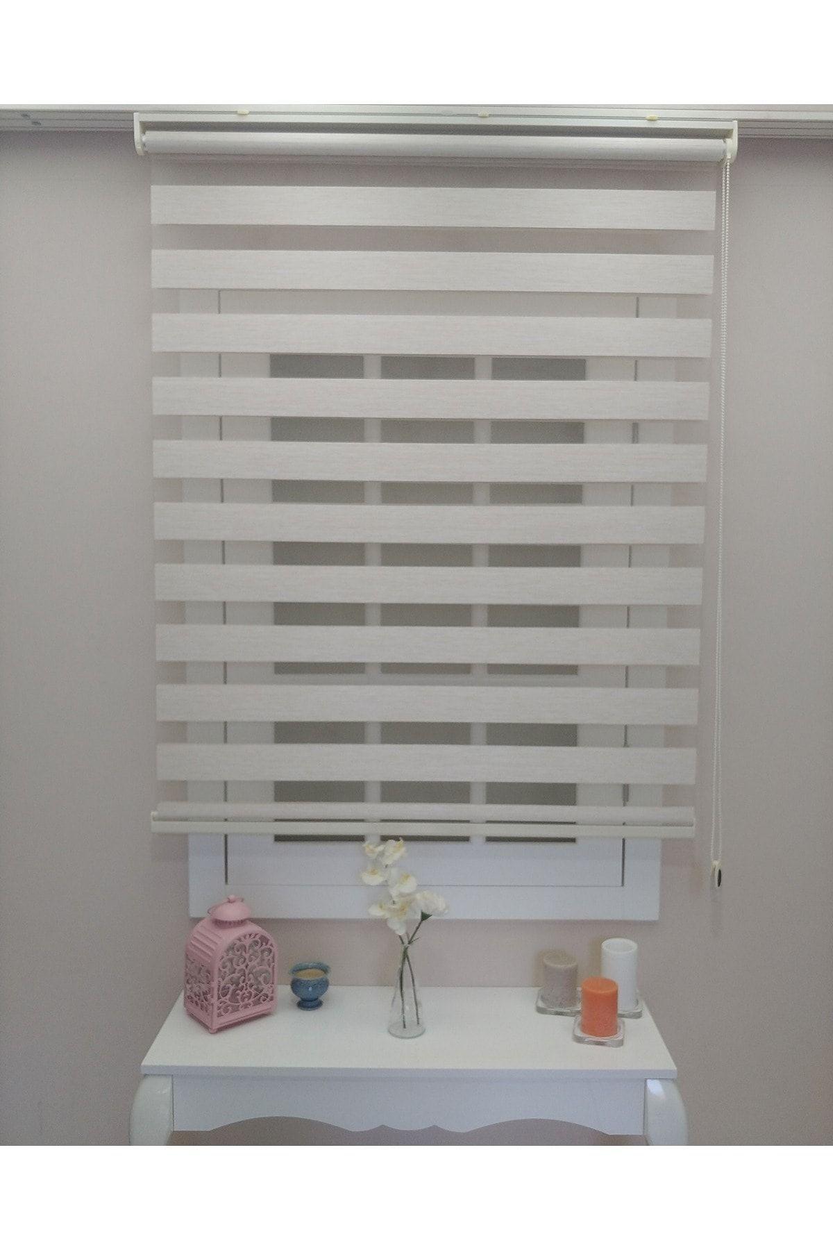 Koyu Krem Bambu Zebra Stor Perde - Zebra Perde - 3