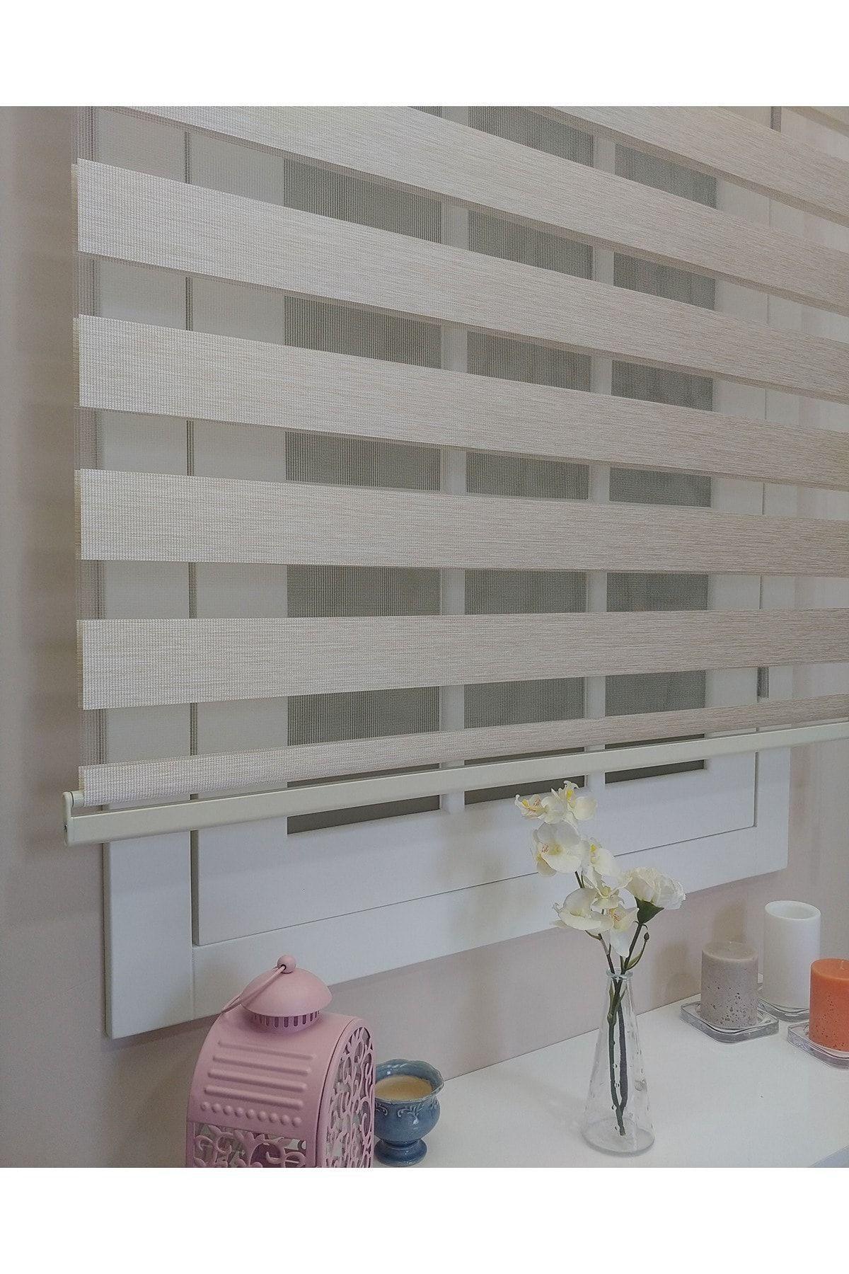 Koyu Krem Bambu Zebra Stor Perde - Zebra Perde - 2