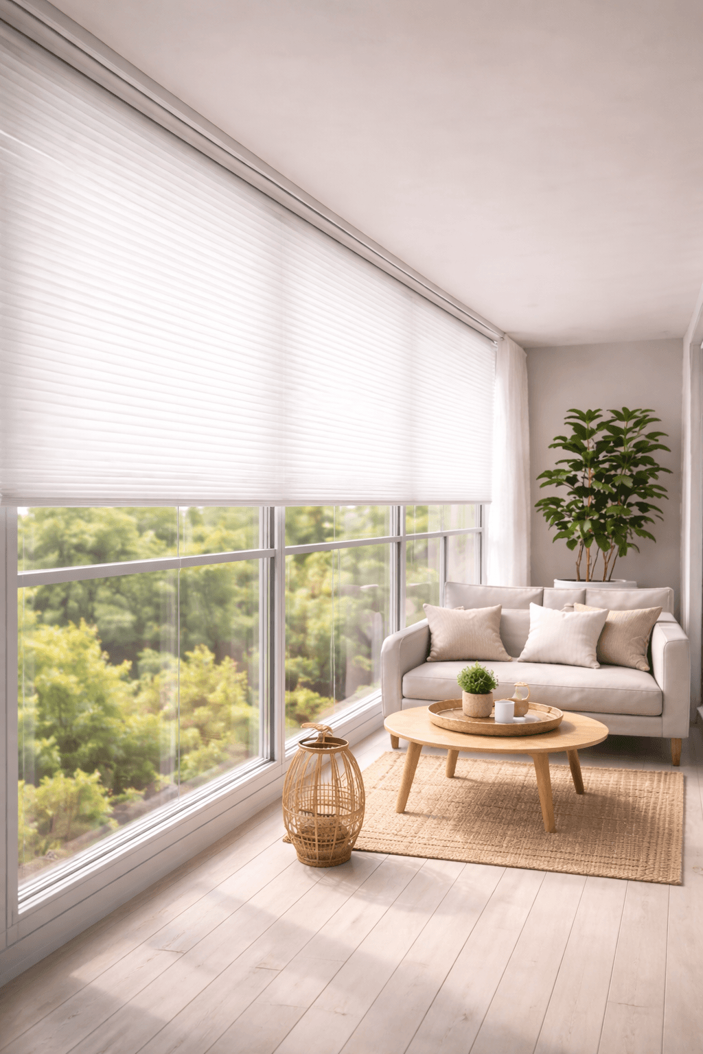 Brillant Plisel Cam Balkon Perdesi Beyaz - Cam Balkon Perdesi - 3