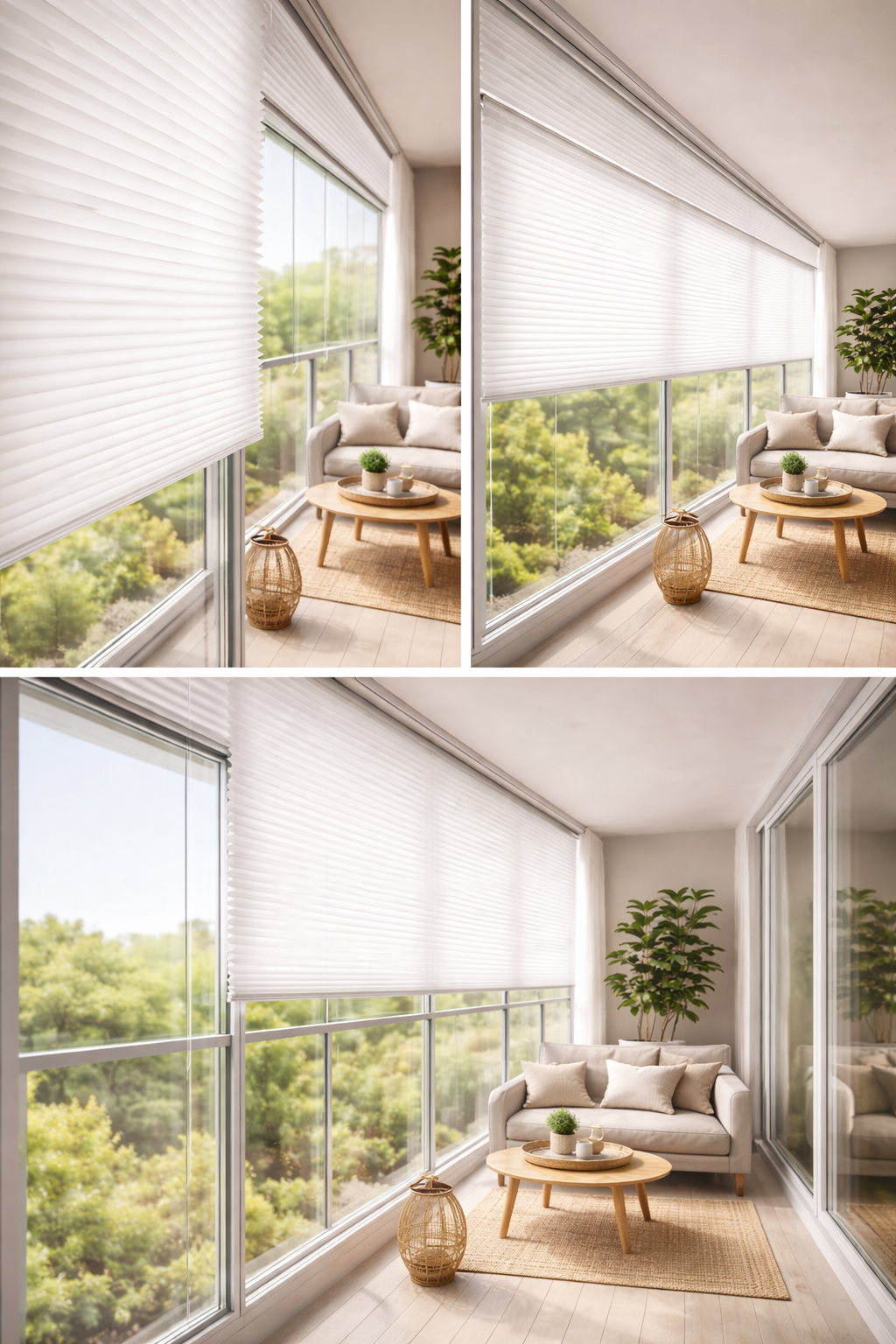 Brillant Plisel Cam Balkon Perdesi Beyaz
